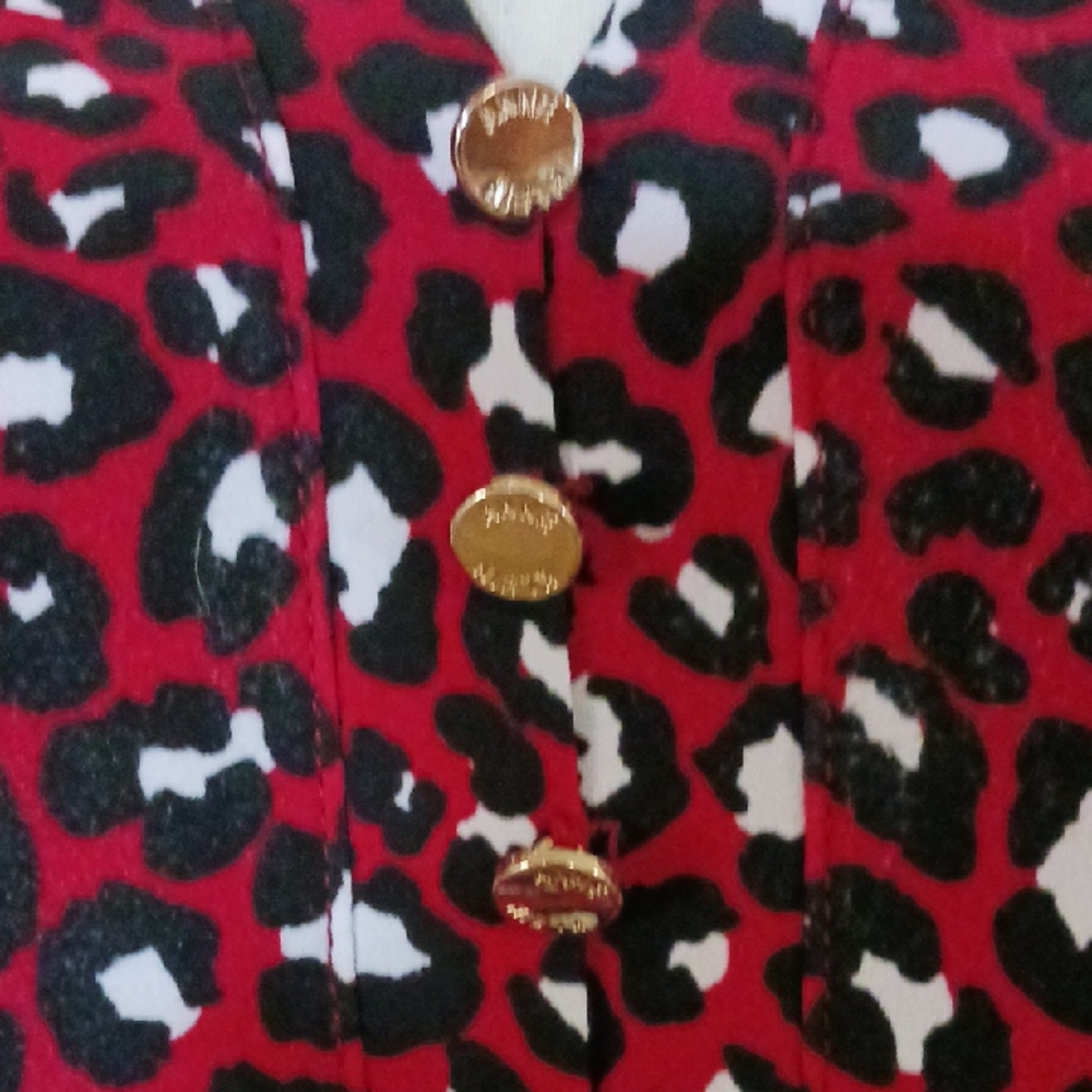 Anne Klein Red and White Patterned Blouse - Picture 3 of 13